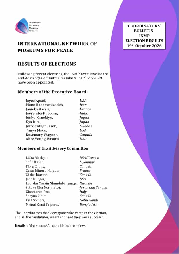 Election result. INMP team 2027-2029. Executive Board and Advisory Committee